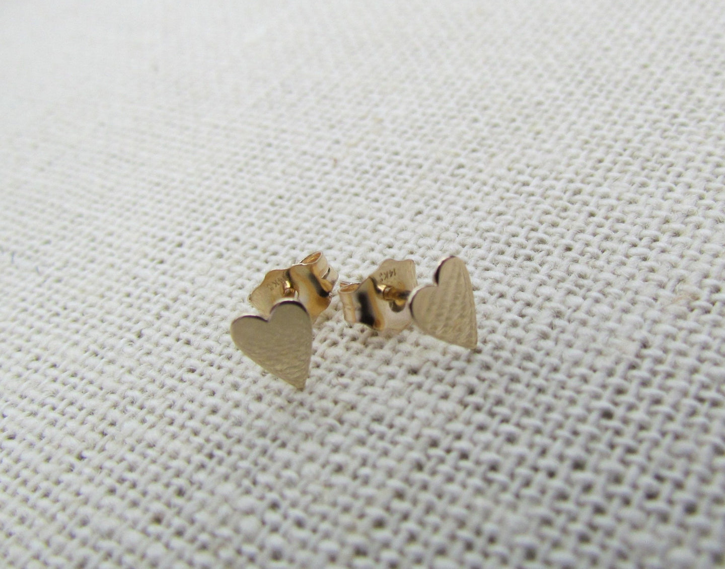 14K Solid Gold Heart Stud Earrings | Small or Tiny Heart Studs